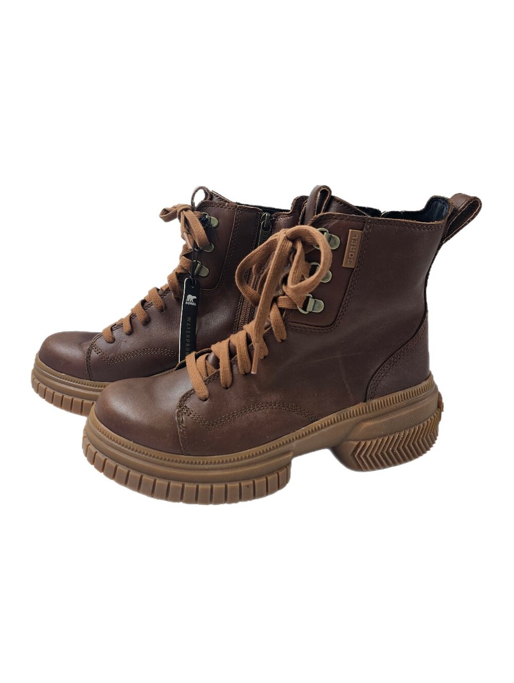 Sorel Ona Ave Boot Lace Waterproof Velvet Tan Leather Ankle Boots 8 NWOB